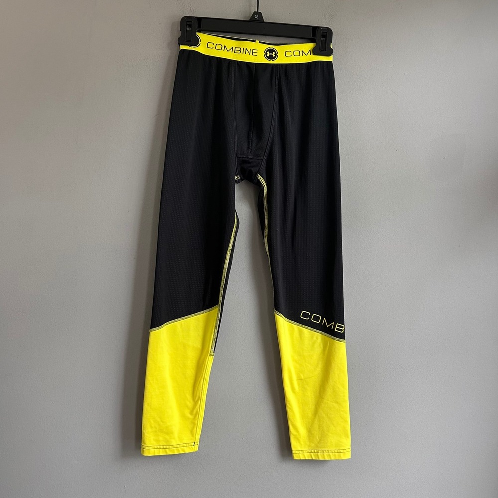 Under Armour YM Kids ColdGear Combine Compression Leggings Black Neon 1259684
